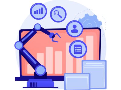 Online business development vector concept metaphor. Online business development, gradual growth, positive tendency. Gain indicator, statistics chart, diagram. Female analyst cartoon character. Vector isolated concept metaphor illustration.
